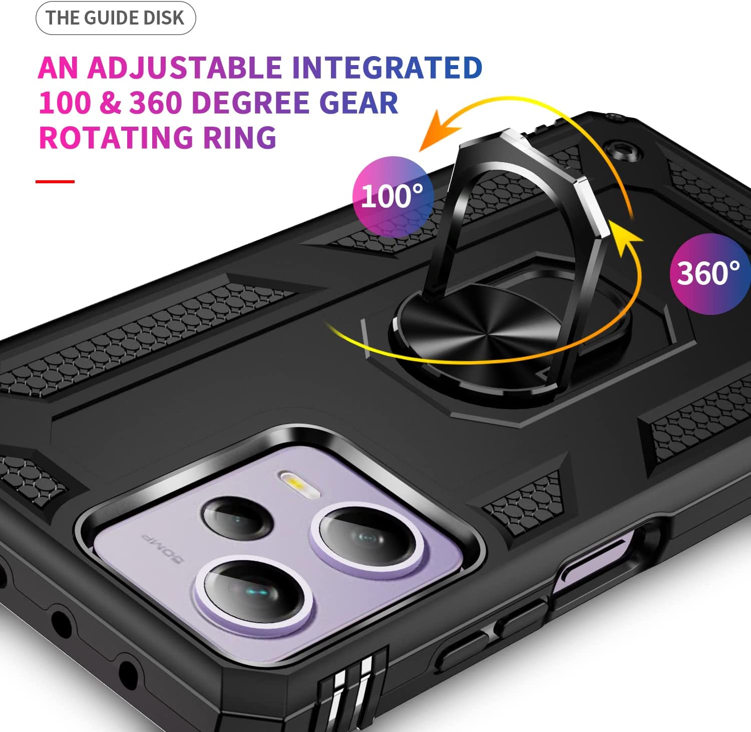 Protectores para celular  para Xiaomi  Redmi Note 12 (5G) / Poco X5 5G Funda reforzada con anillo v2 Negro